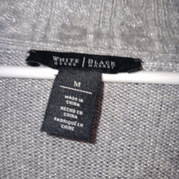 White House Black Market Gray With Sparkling Silver Accents Cowl Neck Sweater M - Picture 3 of 3
